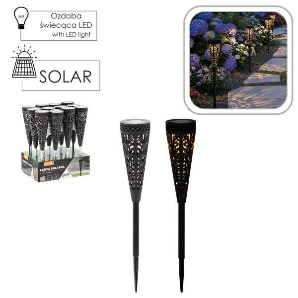 SOLÁRNÍ SVÍTIDLO HELIS 7 x 7 x 41 CM ČERNÉ TEPLÉ BÍLÉ disp=12ks *4252