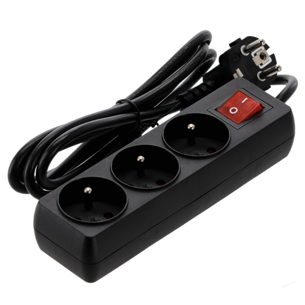 Prelungitor cu întrerupător 3 prize 1,5 m negru *8602
