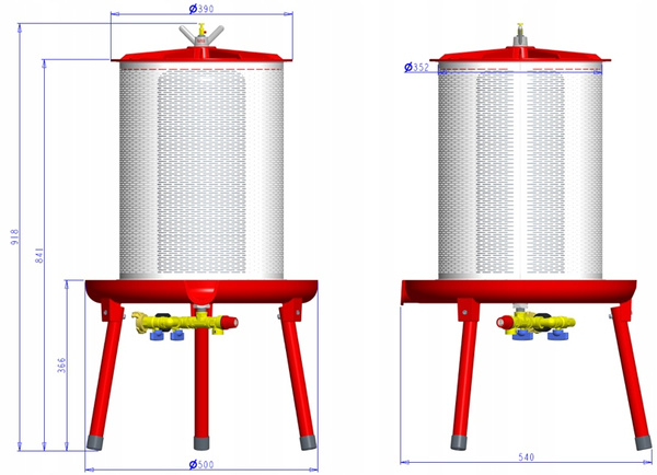 HYDRAULIC FRUIT PRESS 40 L 50 x 54 x 91.8 CM