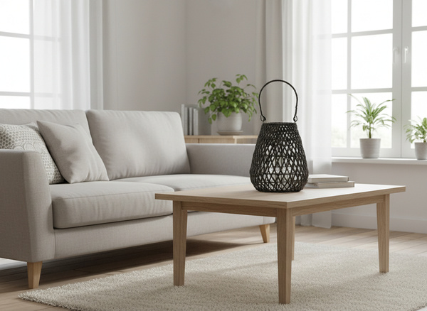 LAMPION PLECIONY 20 x 25 CM CZARNY