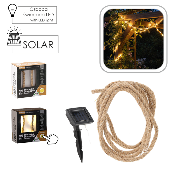 SOLÁRNA OZDOBNÁ ČLENENIE DĹŽKA 1 + 3 M ŠŇŮRA 35 LED TEPLÁ BIELA *6056