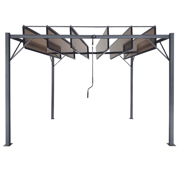 ZÁHRADNÍ PERGOLA S POHYBLIVÝMI LAMELAMI Z POLYKARBONÁTU 3 x 3 M HNĚDÁ *4016