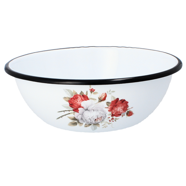 MISKA EMALIOWANA 1,5 L 20 CM BIAŁA RÓŻA *3196