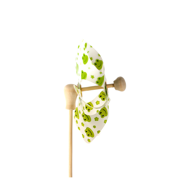 PINWHEEL WITH FROGS 9 x 27,5 CM WHITE/YELLOW