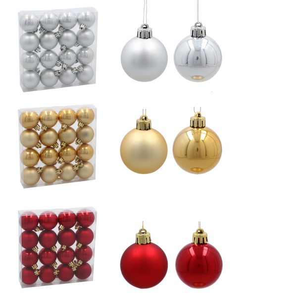 KPL. 16 BOMBEK 4 CM RED / GOLD / SILVER *3856