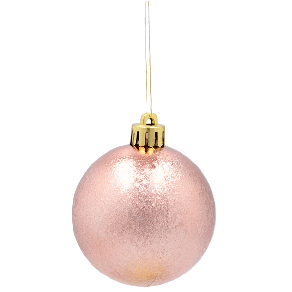 SET OF 12 BAUBLES 6 CM OLIVE/COPPER/GRAPHITE MIX DESIGNS