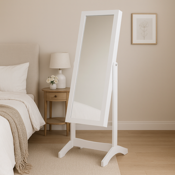 JEWELRY CABINET WITH MIRROR WHITE 34 X 35.5 X 120 CM