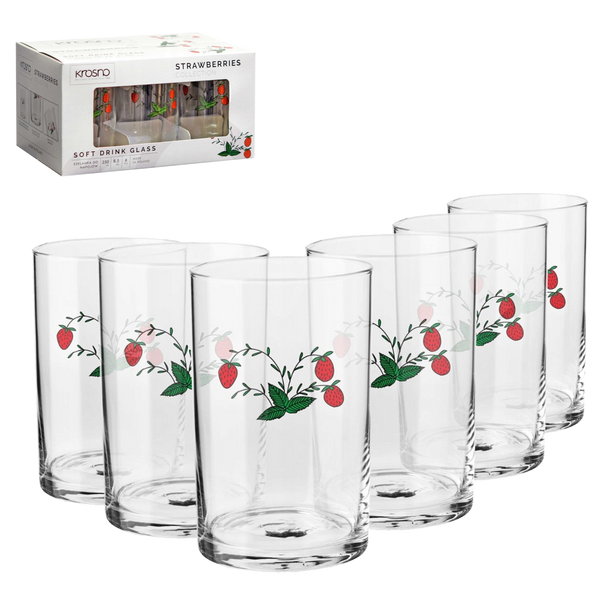 SADA 6 KS. DEKOROVANÝCH SKLENIČIEK POZIOMKA *5436*