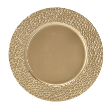 Farfurie rotundă 33 x 33 x 2 CM cu model ondulat auriu pachet=6 buc *8595