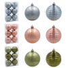 SET OF 6 BAUBLES 8 CM OLIVE/COPPER/GRAPHITE