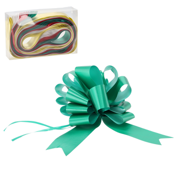 SET OF 20 GIFT WRAPPING RIBBONS - RED / GOLD / GREEN / SILVER PULLED *7649