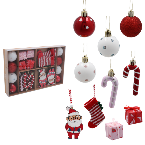 24 CHRISTMAS ORNAMENTS - MIX