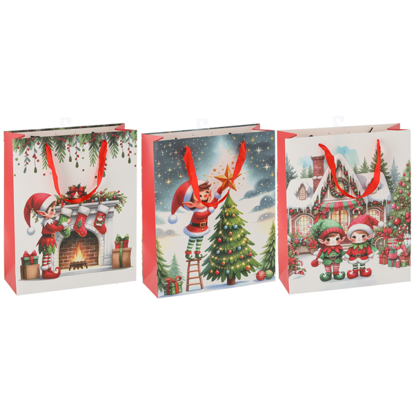 CHRISTMAS GIFT BAG "CHRISTMAS ELF" 50 x 72 x 18 CM MIX DESIGNS