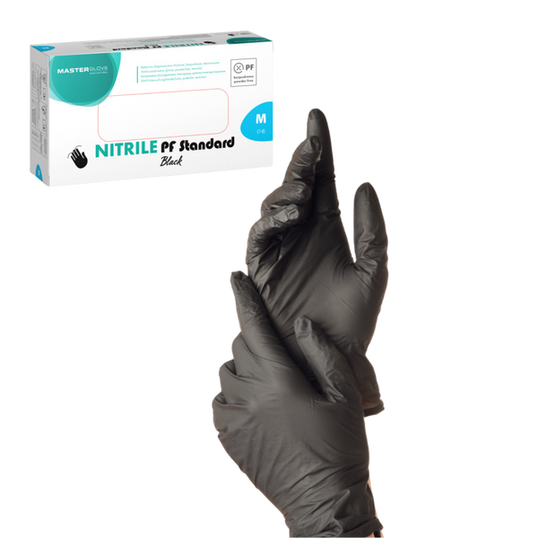 BLACK NITRILE GLOVES SIZE M 100PCS