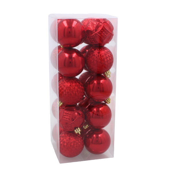 KPL. 20 BOMBEK 6 CM RED / GOLD / SILVER *3825