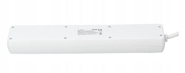 EXTENSION CORD POWER STRIP WITH SWITCH 6 SOCKETS 5 M WHITE