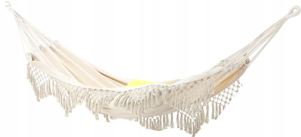 HAMAK S FRANŽAMI BOHO 200 x 150 CM BEŽOVÝ/SIVÝ *3194