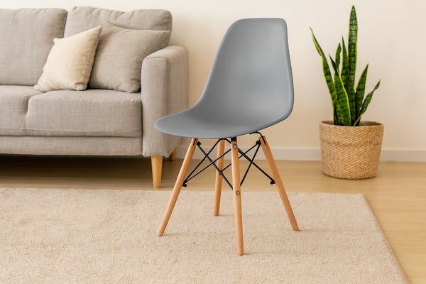 KRZESŁO NOWOCZESNE NA DREWNIANYCH NOGACH - SZARE *7820