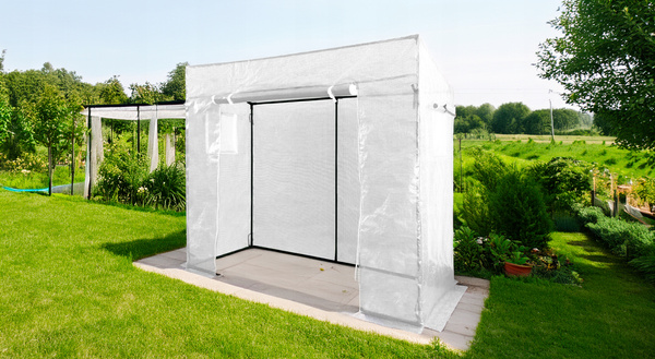 SZKLARNIA NA POMIDORY BIAŁA 200 x 77 x 168/146 cm