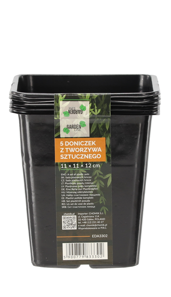 KPL. 5 DONICZEK Z TWORZYWA SZTUCZNEGO 11 x 11 x 12 CM *3302