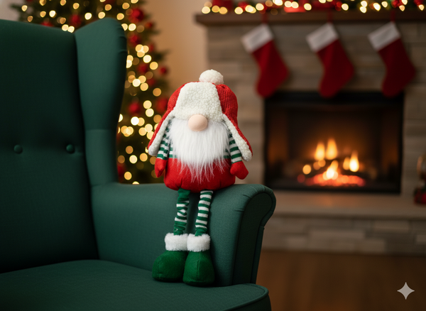 HOLIDAY GNOME WITH ADJUSTABLE LEGS 30 - 48 CM RED - GREEN