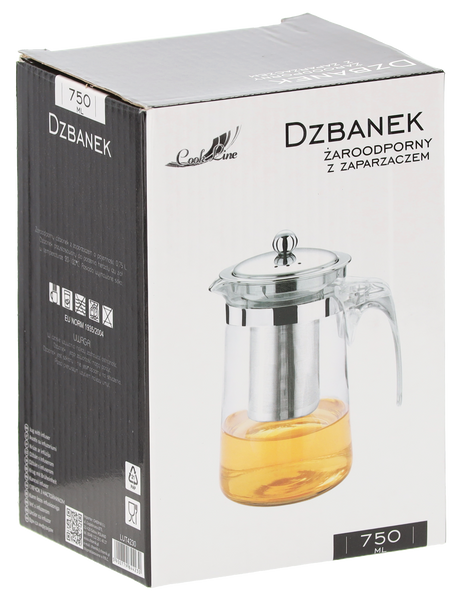 DZBANEK ŻAROODPORNY Z ZAPARZACZEM Z METALOWĄ POKRYWKĄ 750 ML *4230