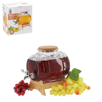 3L GLASS BARREL ON A WOODEN STAND