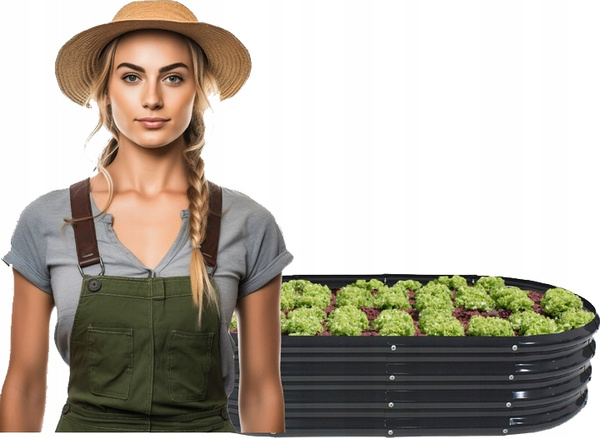 GRĂDINA DE LEGUME ȘI FLORI 120 X 60 X 30 CM OVALĂ ANTRAȚIT *8465