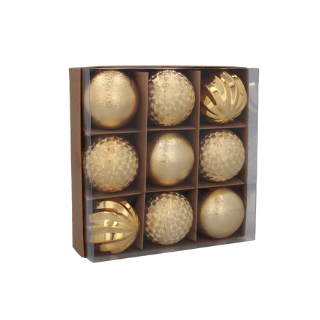 KPL. 9 DECORAȚII 6 CM ROȘU/ALBASTRU/ARGINTIU *7634