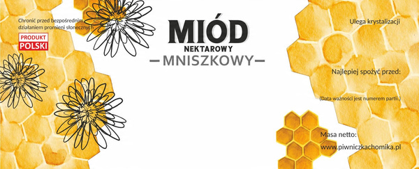 SADA 100 NÁLEPEK MEDU NEKTAROVÉHO MNISZKOVÉHO 154 x 60 MM *8184