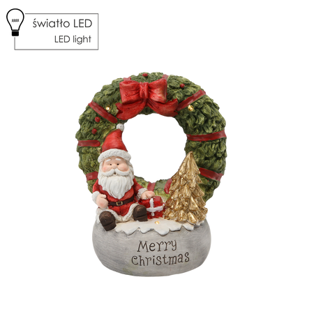 FIGURE OF THE NATIVITY SCENE - WREATH WITH SANTA "MERRY CHRISTMAS" 22 X 21 X 40 CM LED
