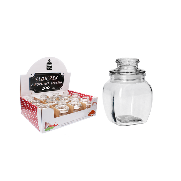 SŁOICZEK 200ML Z POKRYWĄ SZKLANĄ DISPLAY=12SZT *1008