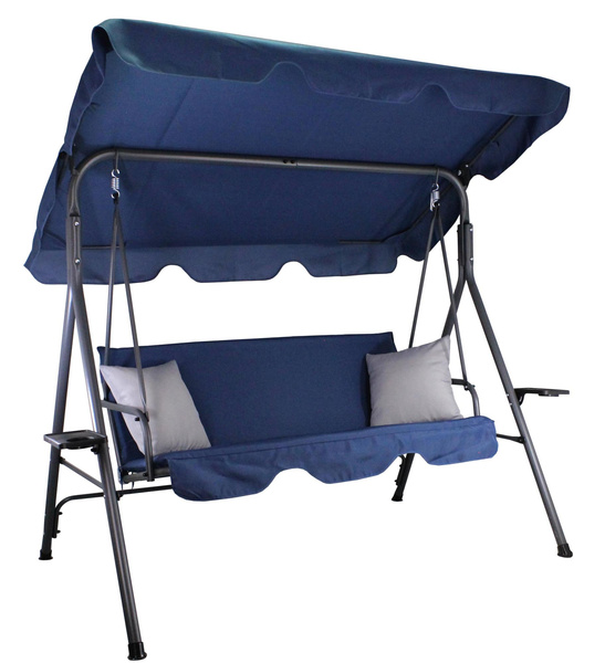 LEAGĂN DE GRĂDINĂ A-TIP 170 x 118 x 153 cm BLEUMARIN CU PIKURI GRI ȘI SUPORTURI PENTRU CEȘTI *9696