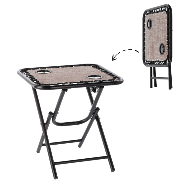 Masă turistică pliabilă 50 x 50 x 50 cm cu suporturi pentru băuturi maro *2746