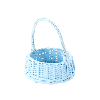 KOSZYK RATTANOWY 19 x 19 x 8,5/23 CM Z RĄCZKĄ - NIEBIESKI *8376