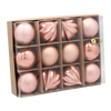 SET OF 12 BAUBLES 6 CM OLIVE/COPPER/GRAPHITE MIX DESIGNS