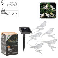 LED GHIRLANDA SOLARĂ PENTRU GRĂDINĂ LUNGIME 2 + 1,2 M CU CLIP 5 LED ALB CALD *6063