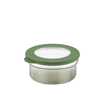 ROUND GLASS CONTAINER 415 ML GREEN
