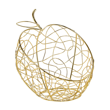 KOSZYCZEK METALOWY ZŁOTY - JABŁKO 15.3 x 15 x 15.1 CM opak=1szt *1443