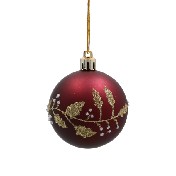 SET OF 8 CHRISTMAS BAUBLES RED 6 CM