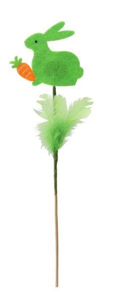 VEĽKONOČNÁ DEKORÁCIA NA ŠPICE - ZAJAC V PERÁCH 29 CM MIX 4 FARIEB bal.=12ks *9540