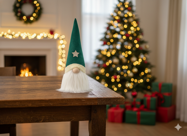 FIGURINE OF THE NATIVITY - CHRISTMAS GNOME WITH GREEN HAT 14 X 14 X 38 CM