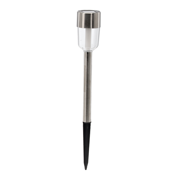 SOLAR LAMP SALMA 4.7 x 4.7 x 34 CM SILVER TRANSPARENT / GRAY SMOKE WARM WHITE disp=24pcs