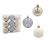 SET OF 9 BAUBLES 6 CM CHAMPAGNE/GRAY/WHITE
