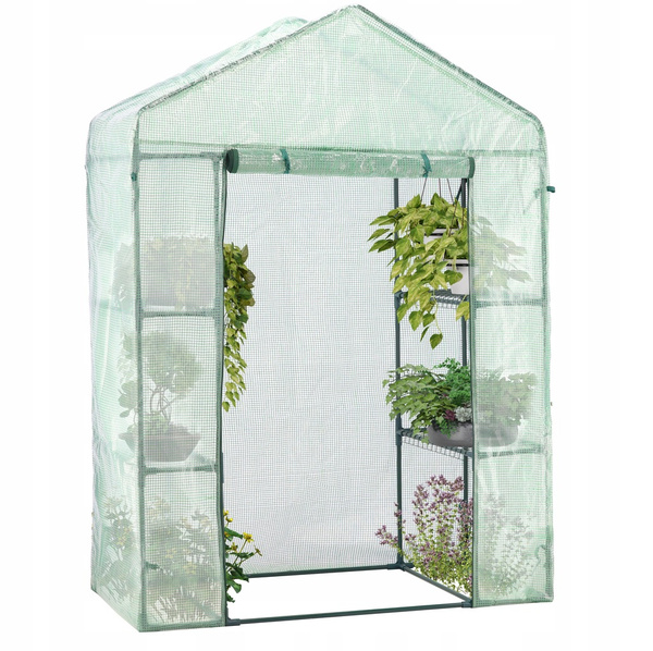 SZKLARNIA OGRODOWA Z PÓŁKAMI ZIELONA 140 x 73 x 200 CM