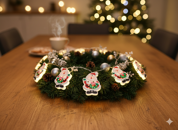 DŘEVĚNÝ LED SVĚTELNÝ ŘETĚZ - MIKULÁŠ 10L NA BATERIE *4086