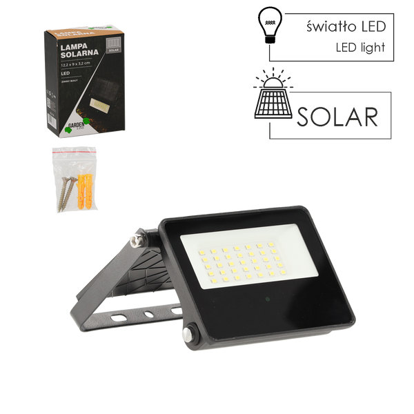 SOLÁRNÍ LAMPA LED 12,2 x 9 x 3,2 CM 10W ČERNÁ *2738