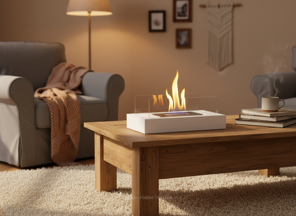 BIOKOMINEK STOŁOWY 35 X 18 X 15 CM BIAŁY