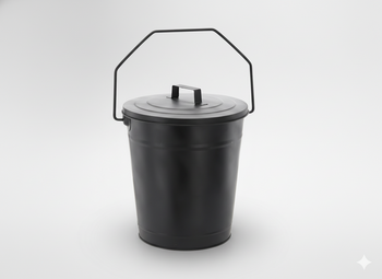 ASH COAL BUCKET WITH LID BLACK 12"