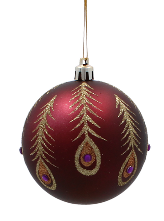 SET OF 6 CHRISTMAS BAUBLES DARK RED 8 CM